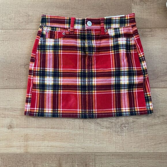 NWT American Eagles Outfitters Size 0 Super Stretch High Rise Mini Skirt Plaid - Picture 1 of 7